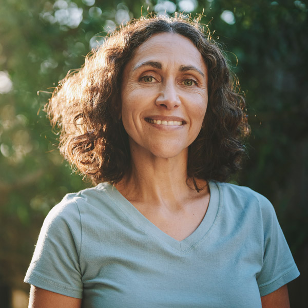 woman outside smiling